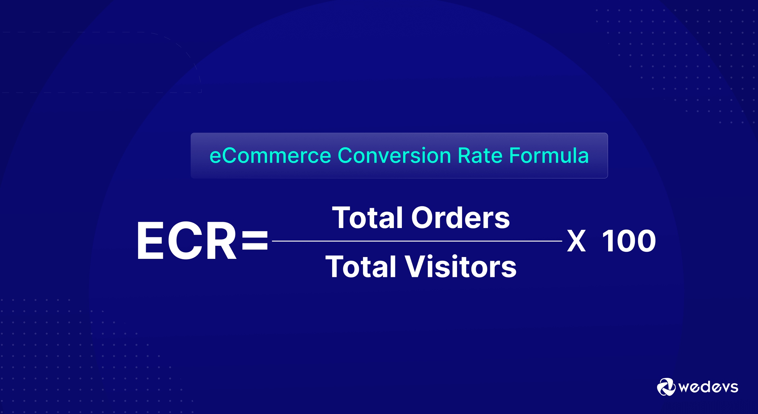 eCommerce conversion rate = Total orders / Total visitors * 100