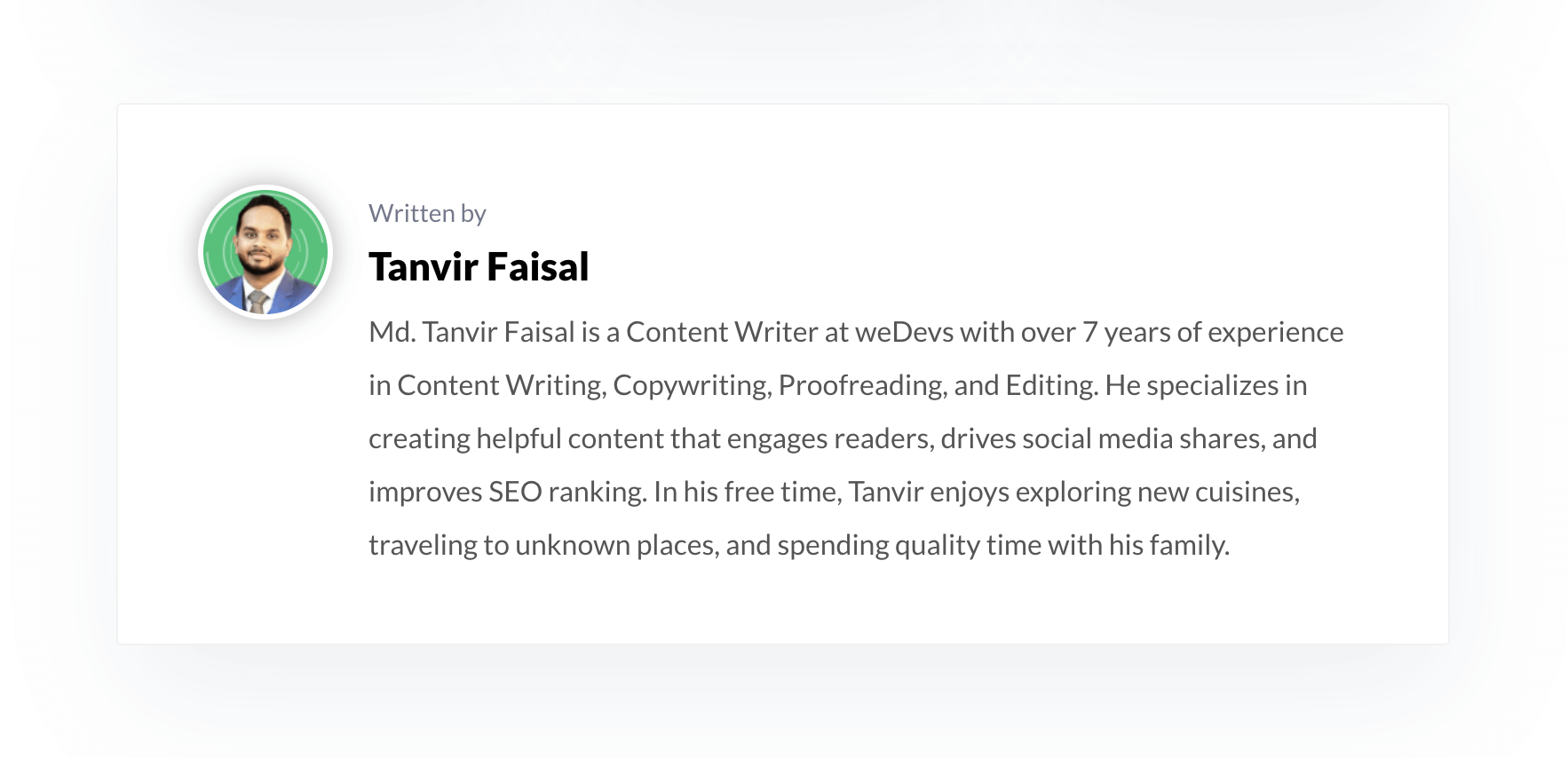 Author bio example