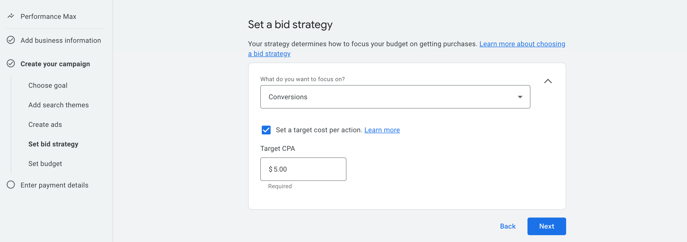 Set a bid strategy