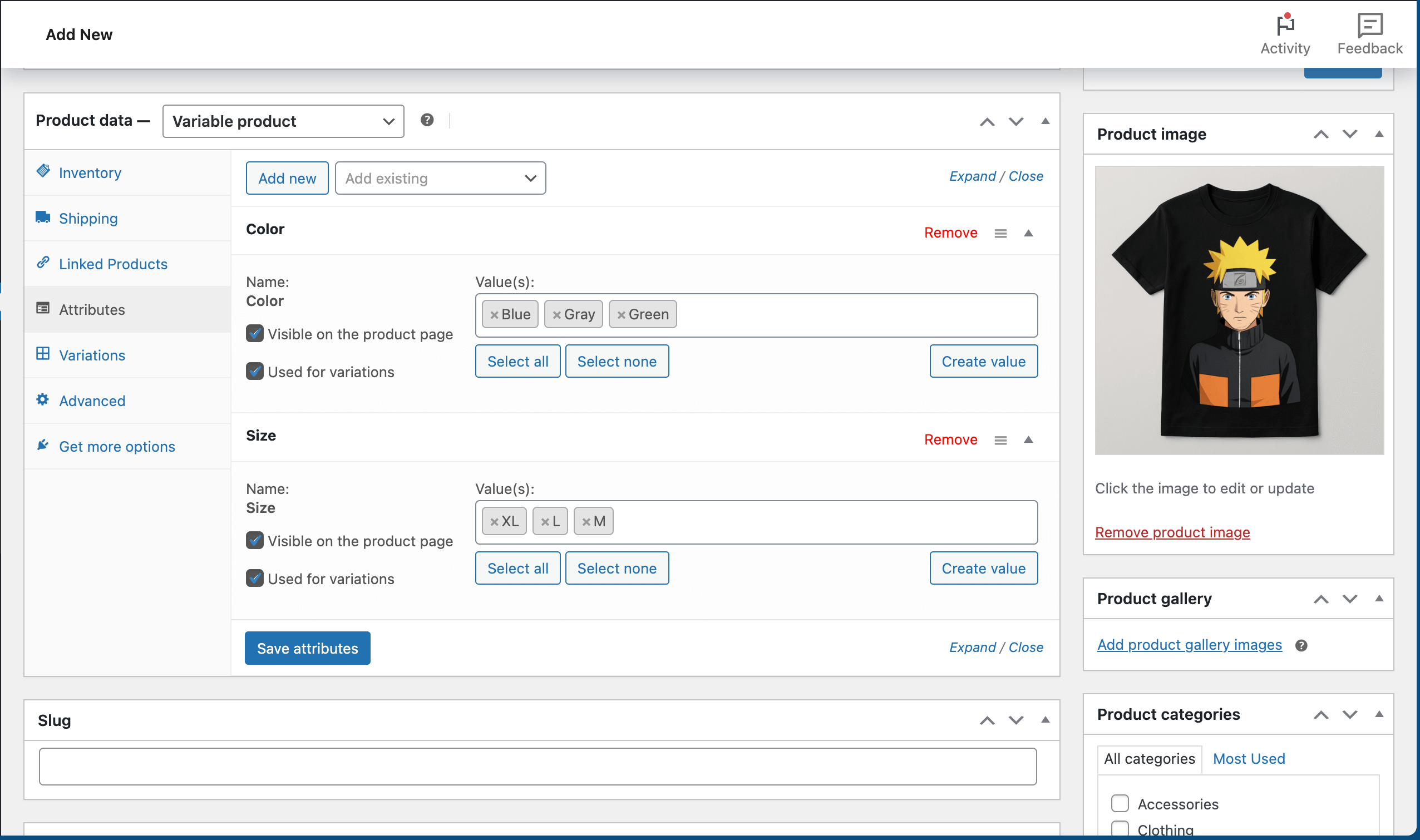 This is a screenshot of attributes