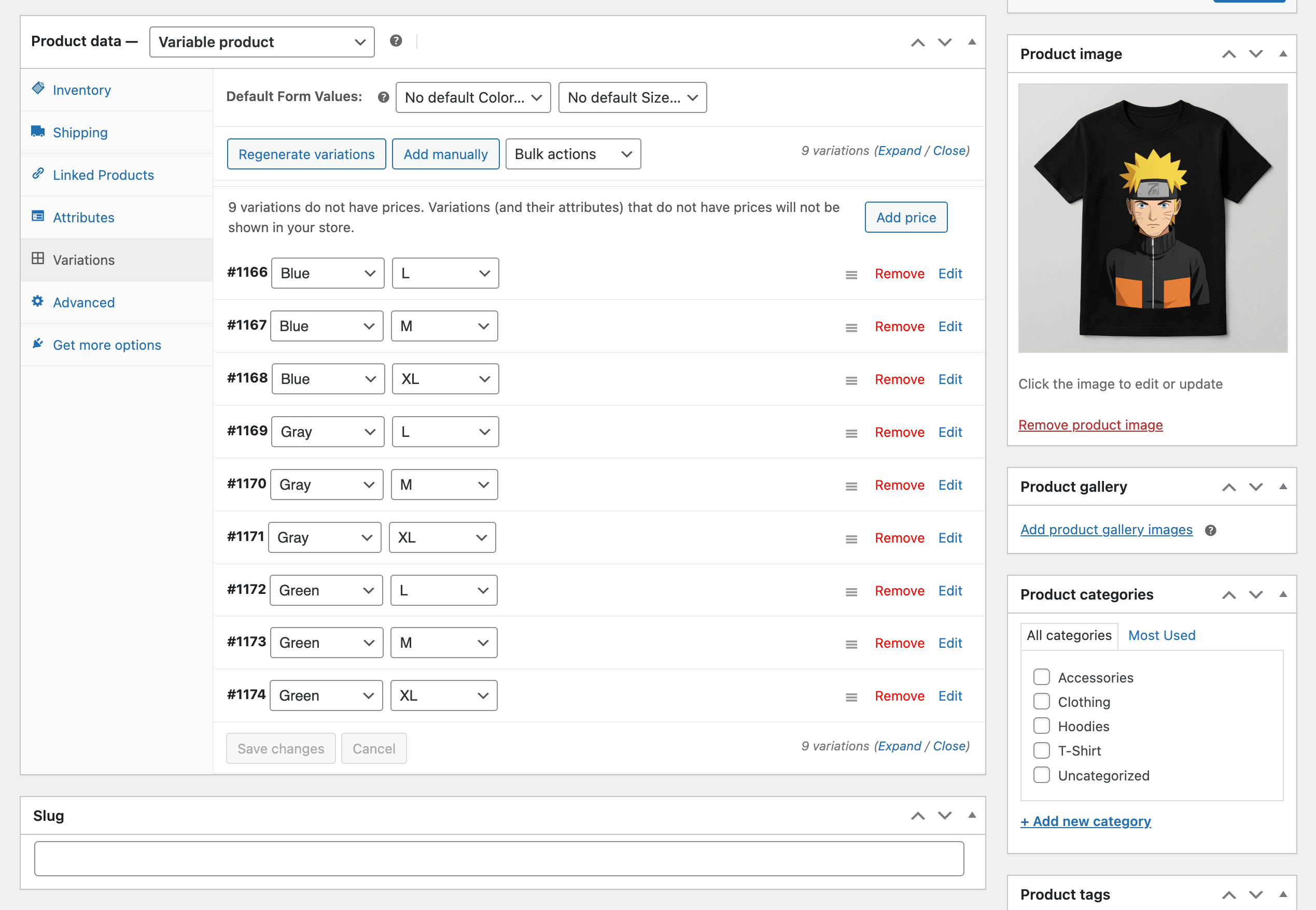 This is a screenshot of variations created