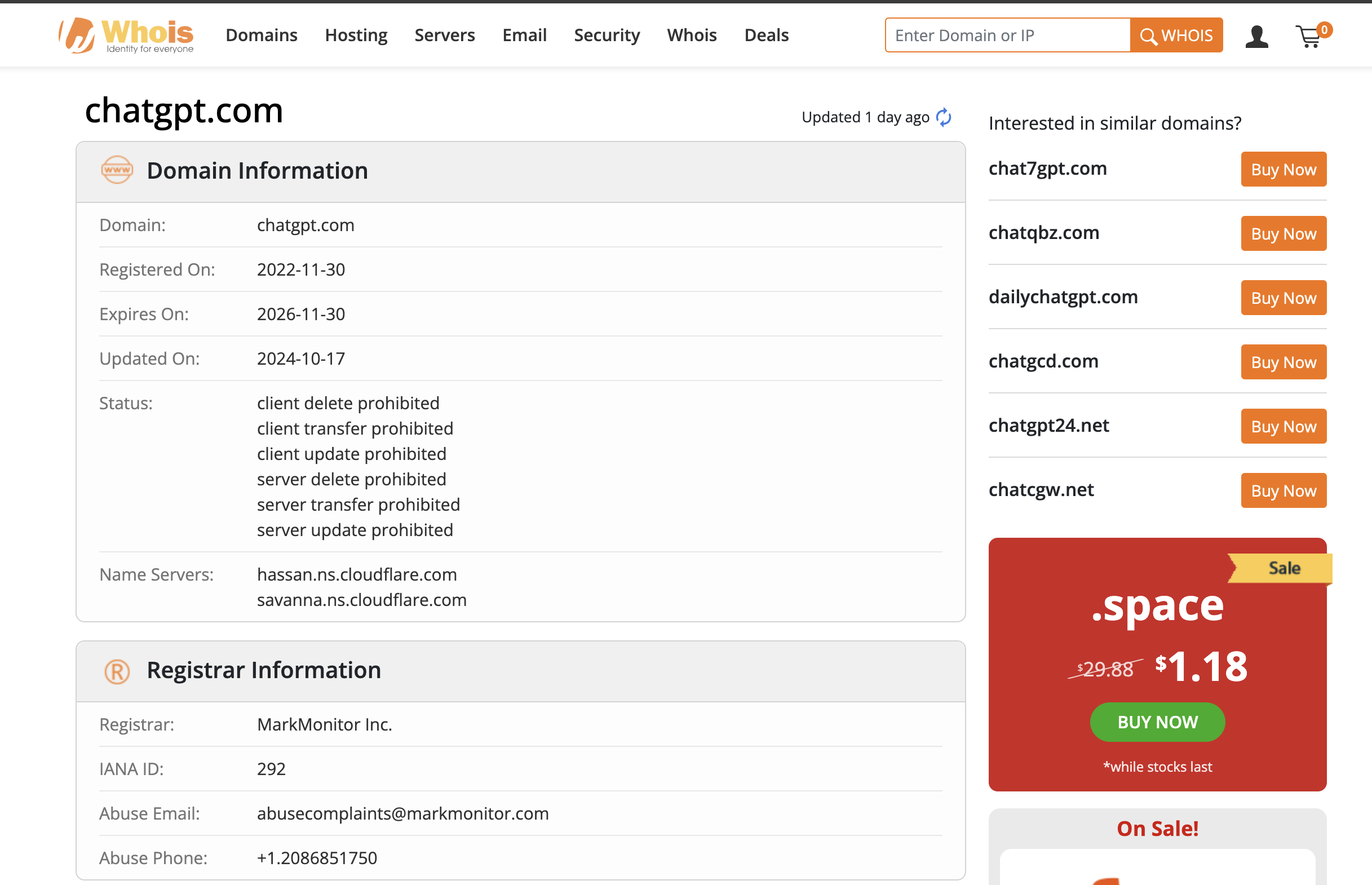 This is a screenshot of whois