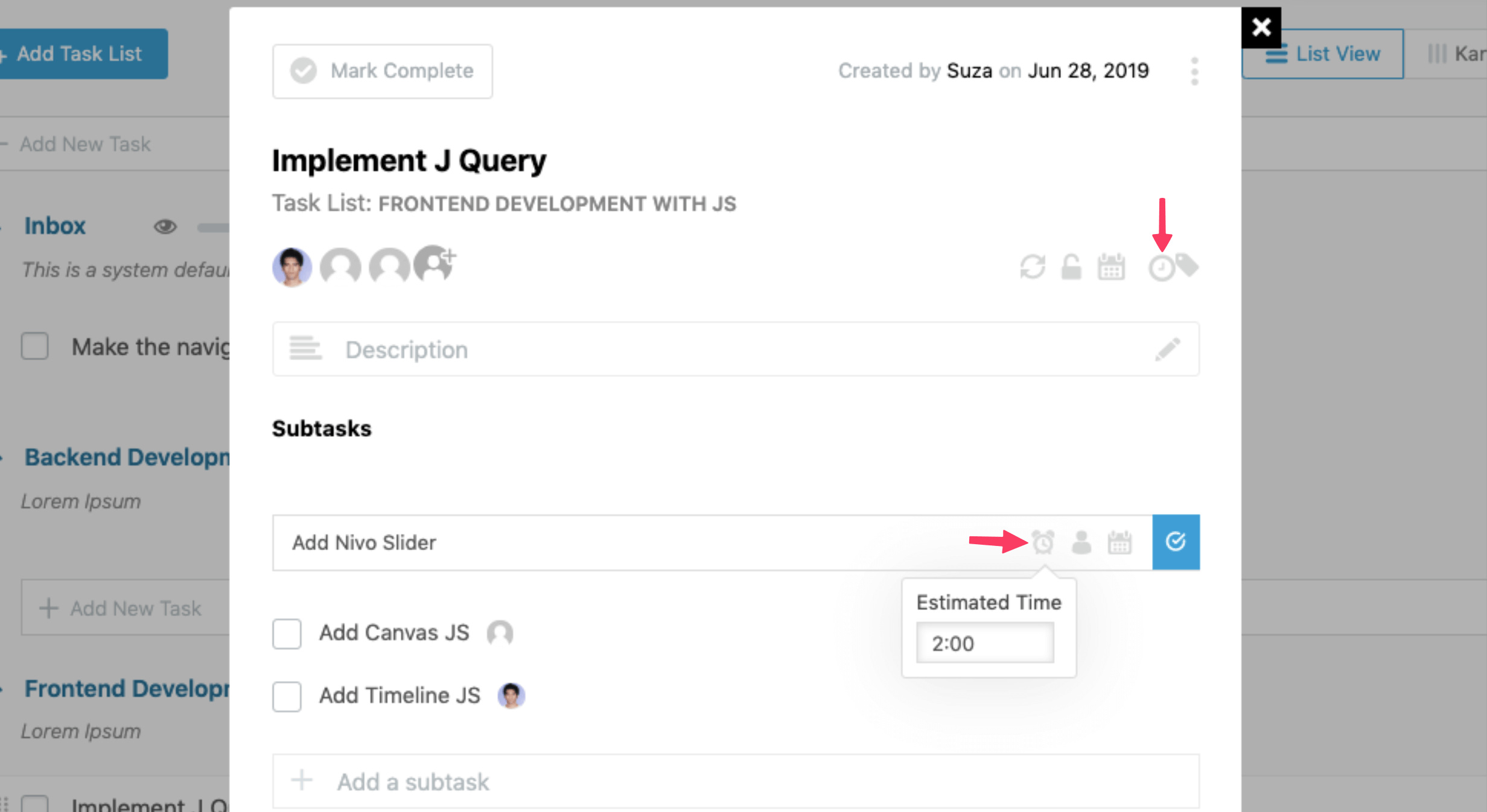 Start Tracking Time on a Task