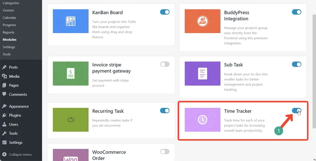 Enable the Time Tracker module