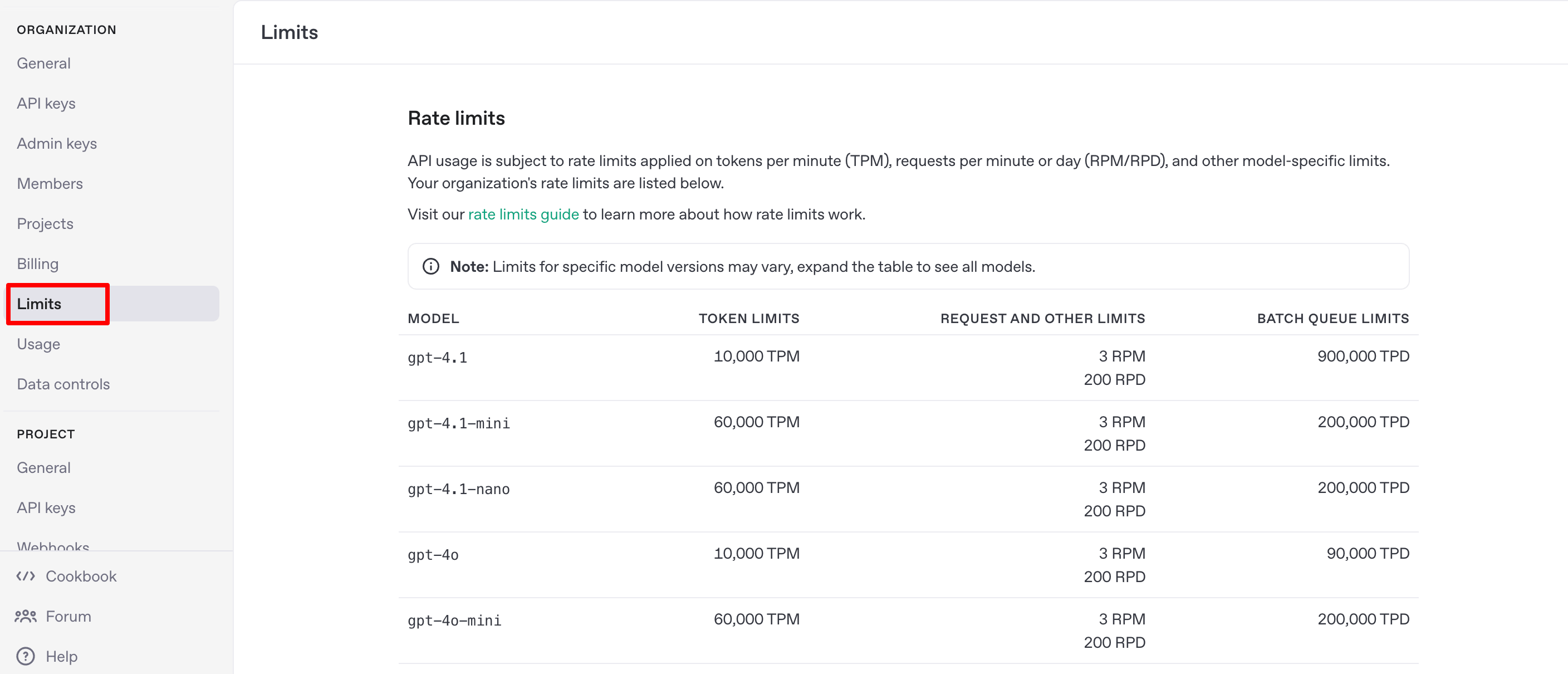 Set limit to use ChatGPT API key