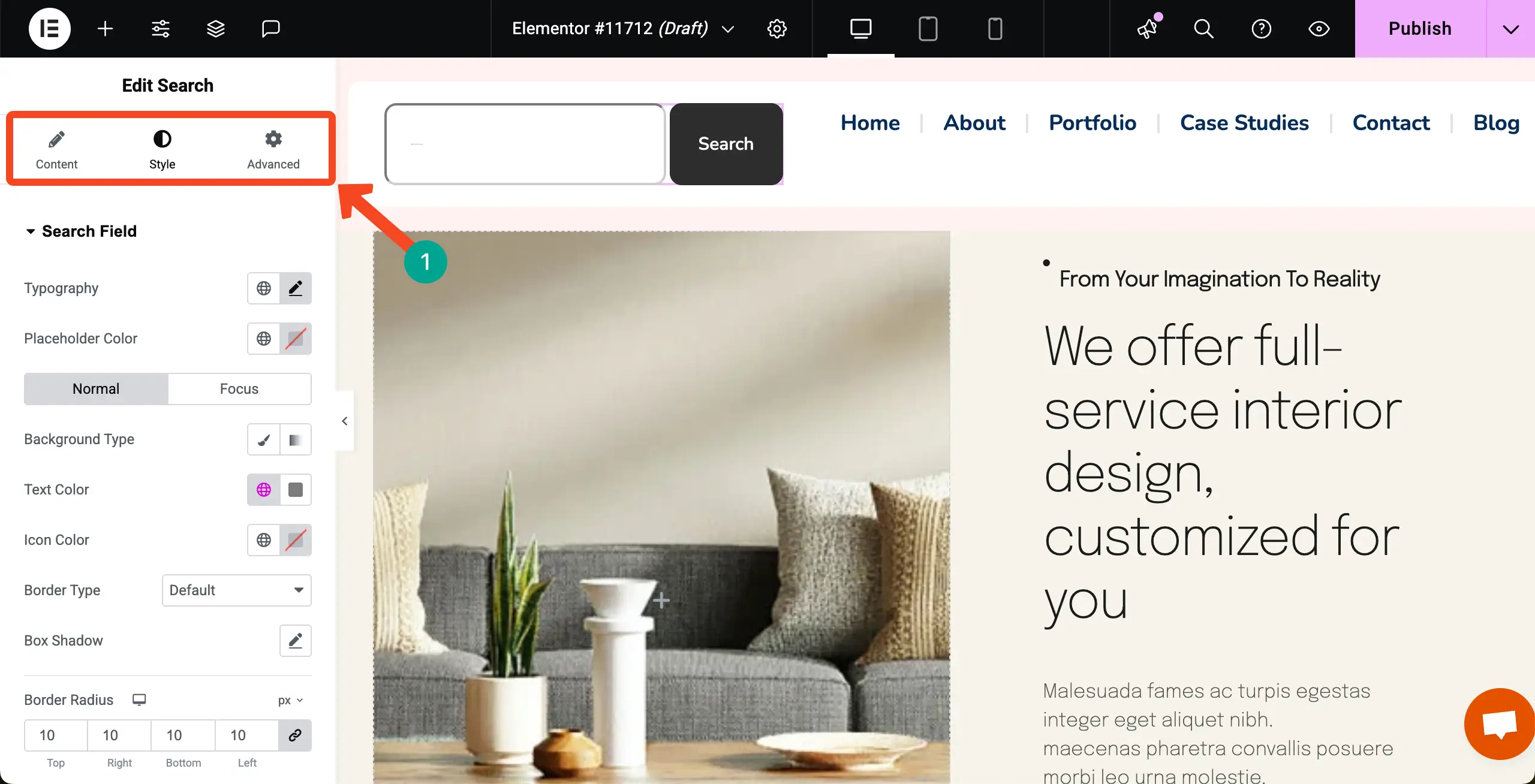 Customize the search bar