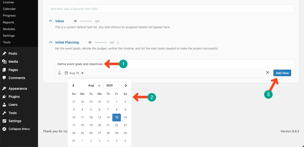 Name the task and set a deadline