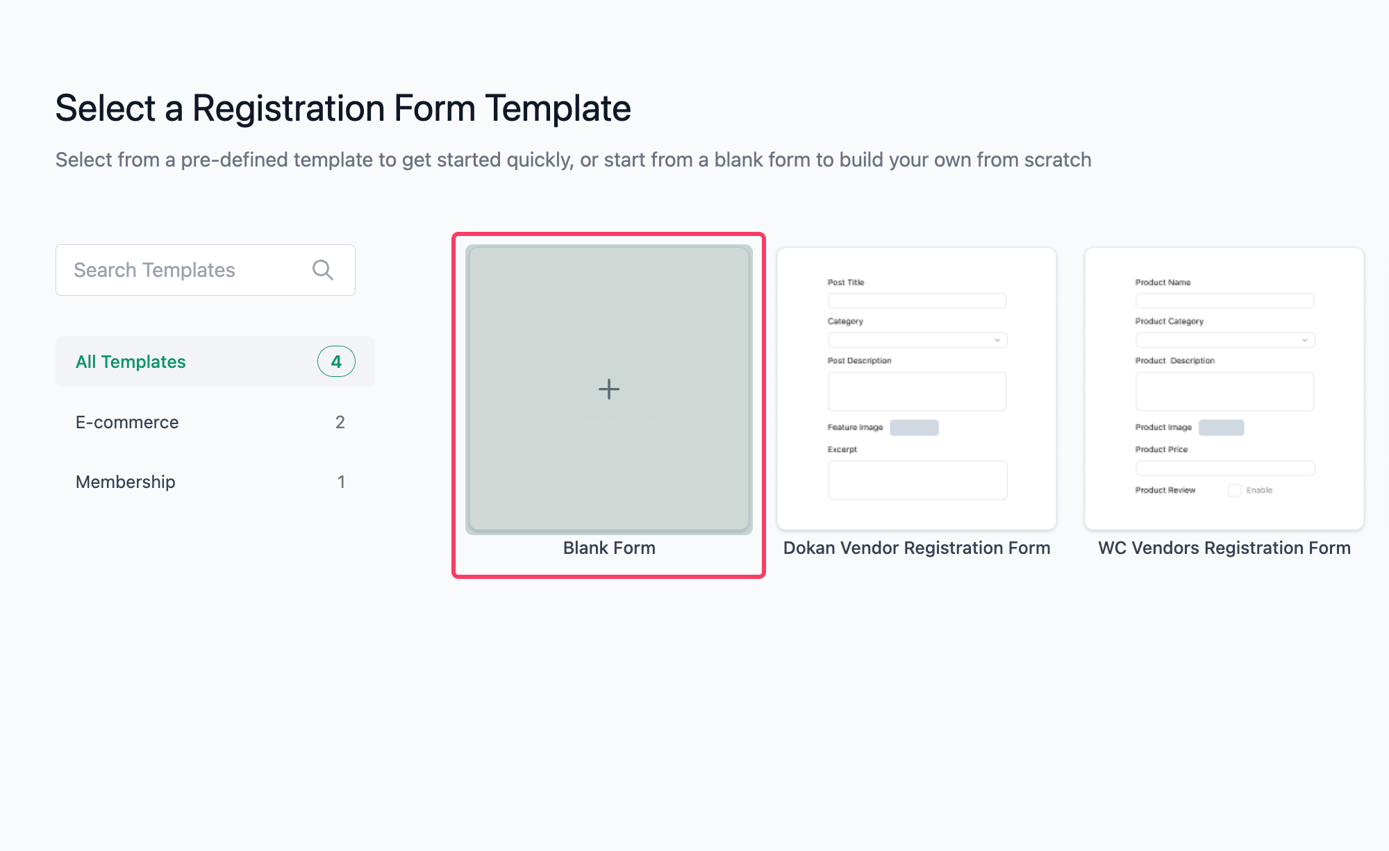 WPUF registration form