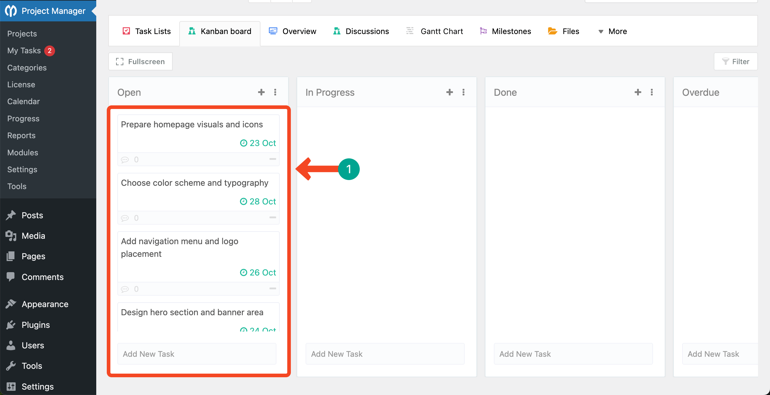 Add lots of tasks to the Kanban Board
