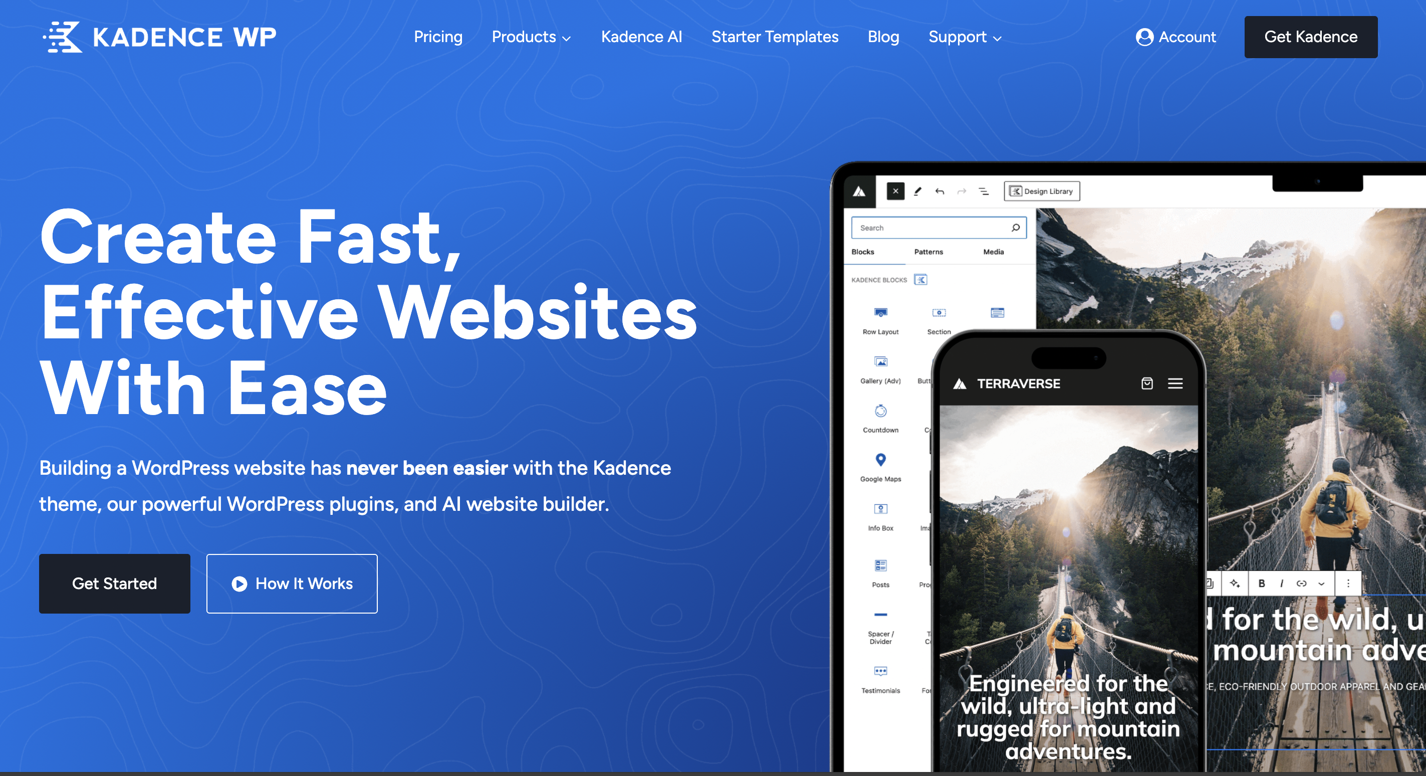 This is a screenshot of kadence homepage