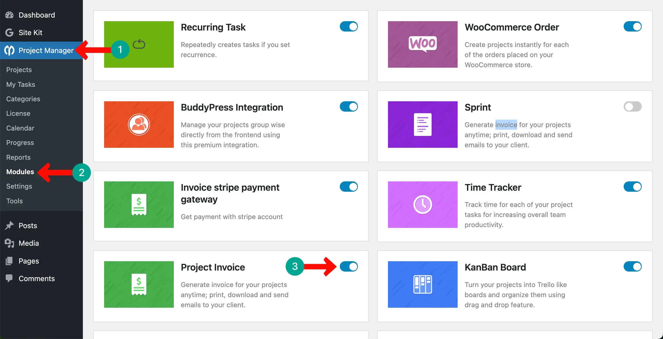 Activate the Invoice Module