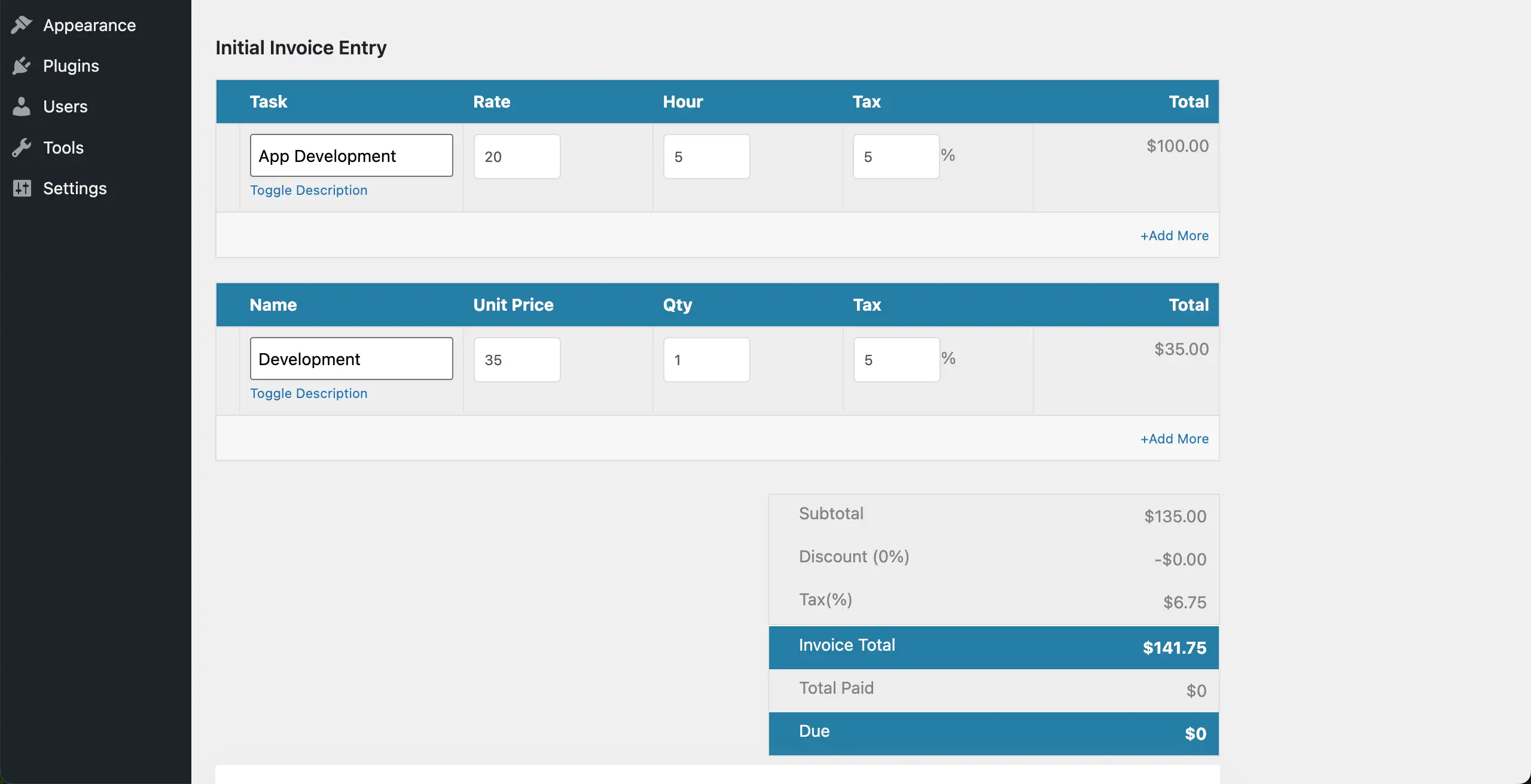 Add Billable Tasks or Items