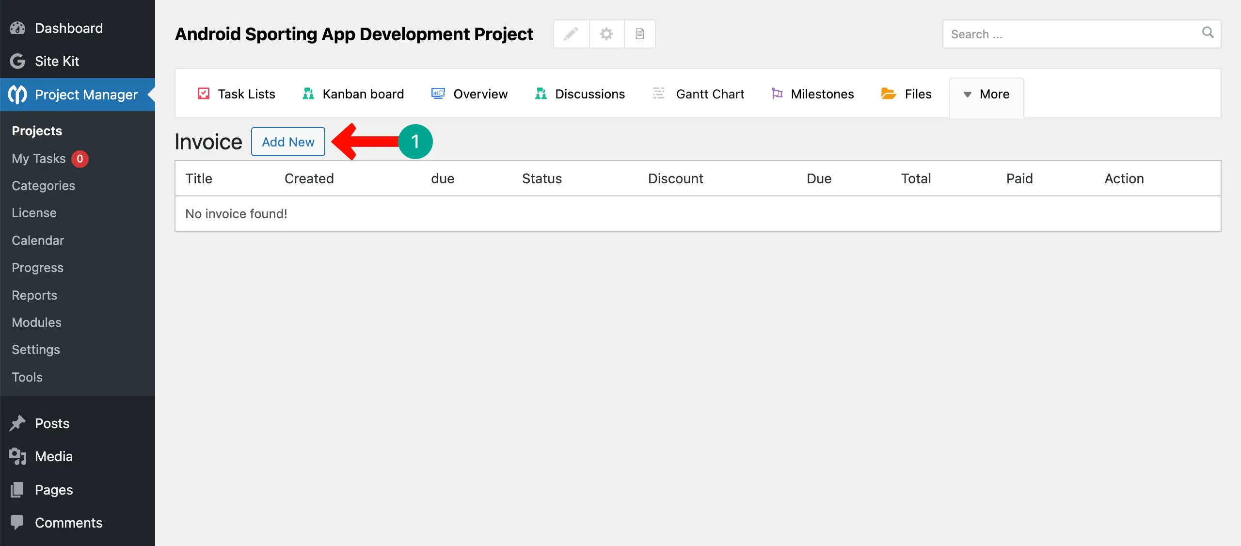 Create a project invoice