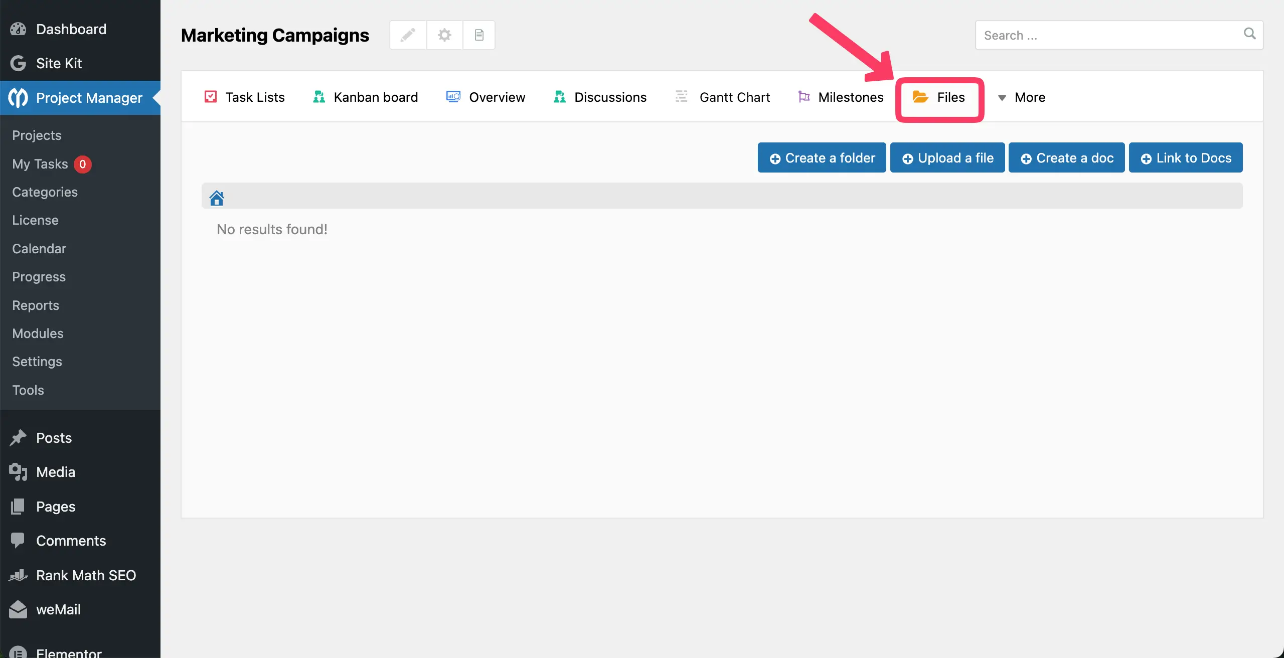 Folder Based Organization of Files with WP Project Manager