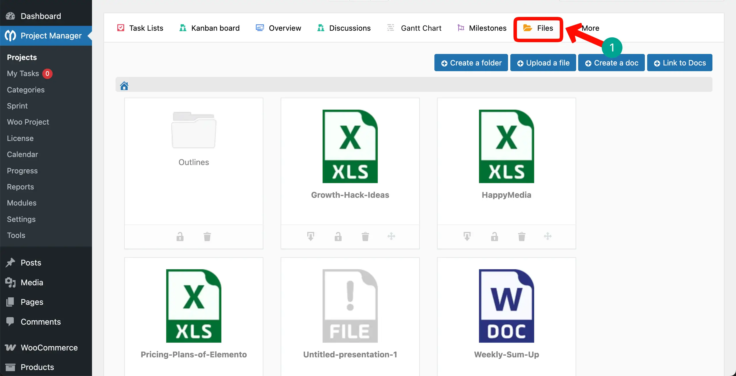 Store Files for Project Order Management