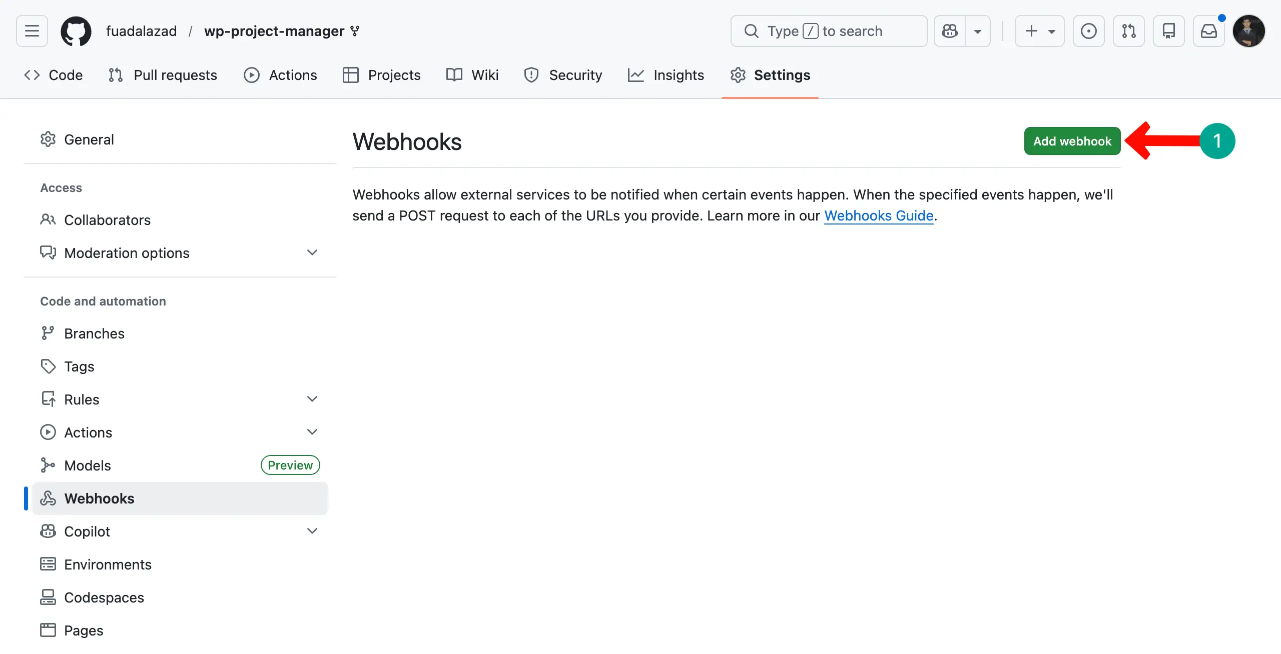 Add new webhook