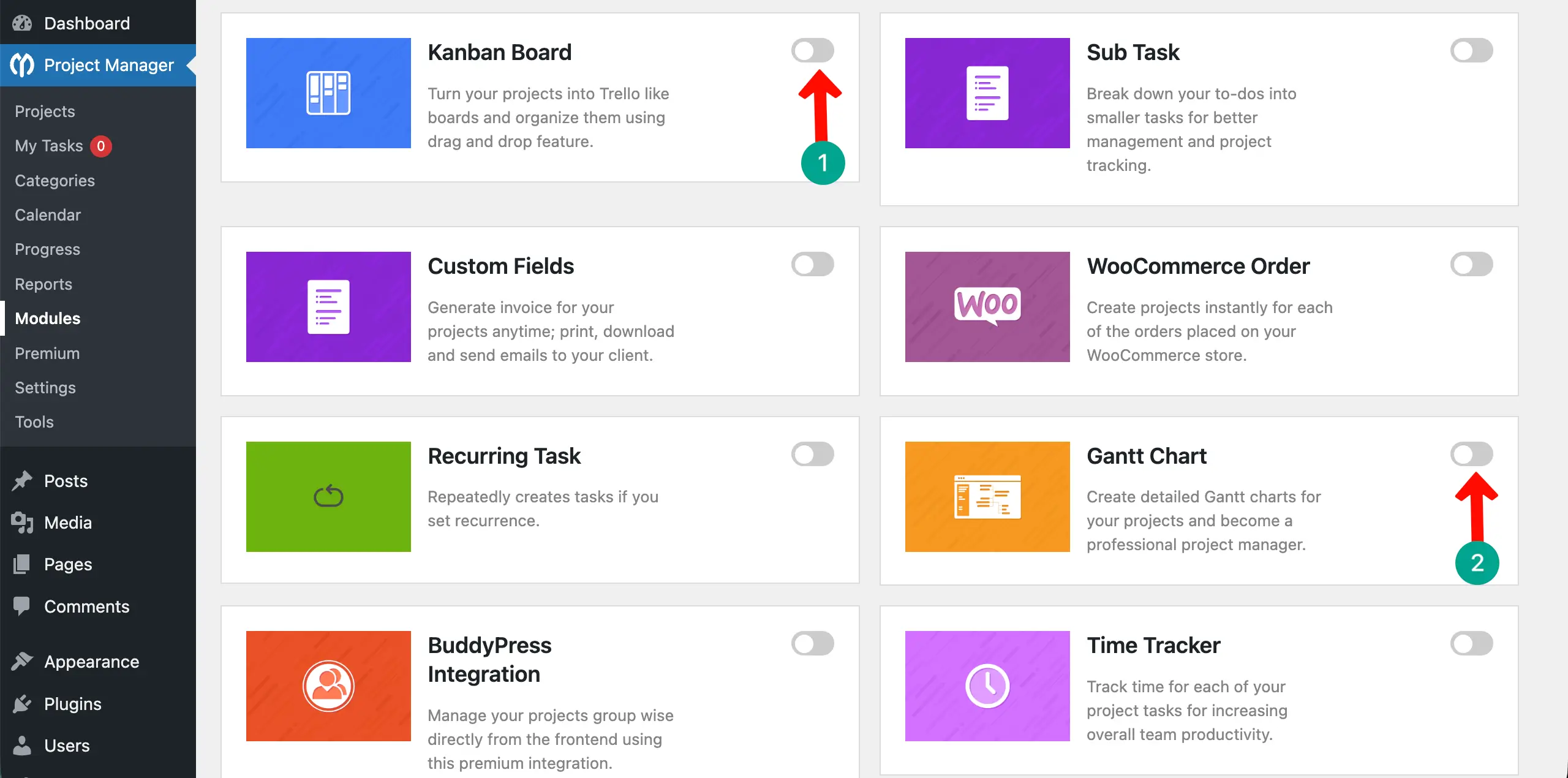 Enable Kanban Board and Gantt Chart
