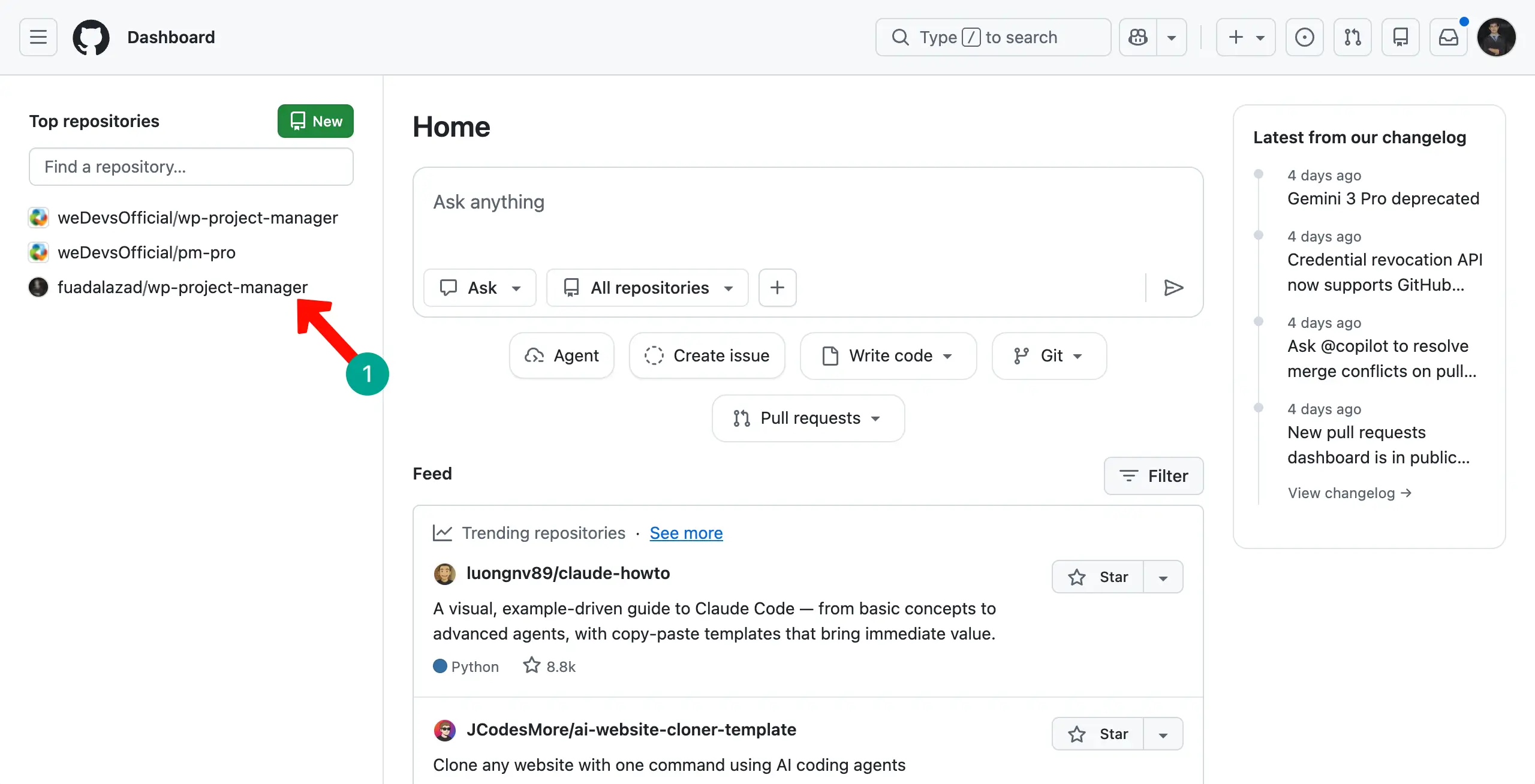 Open a GitHub repository