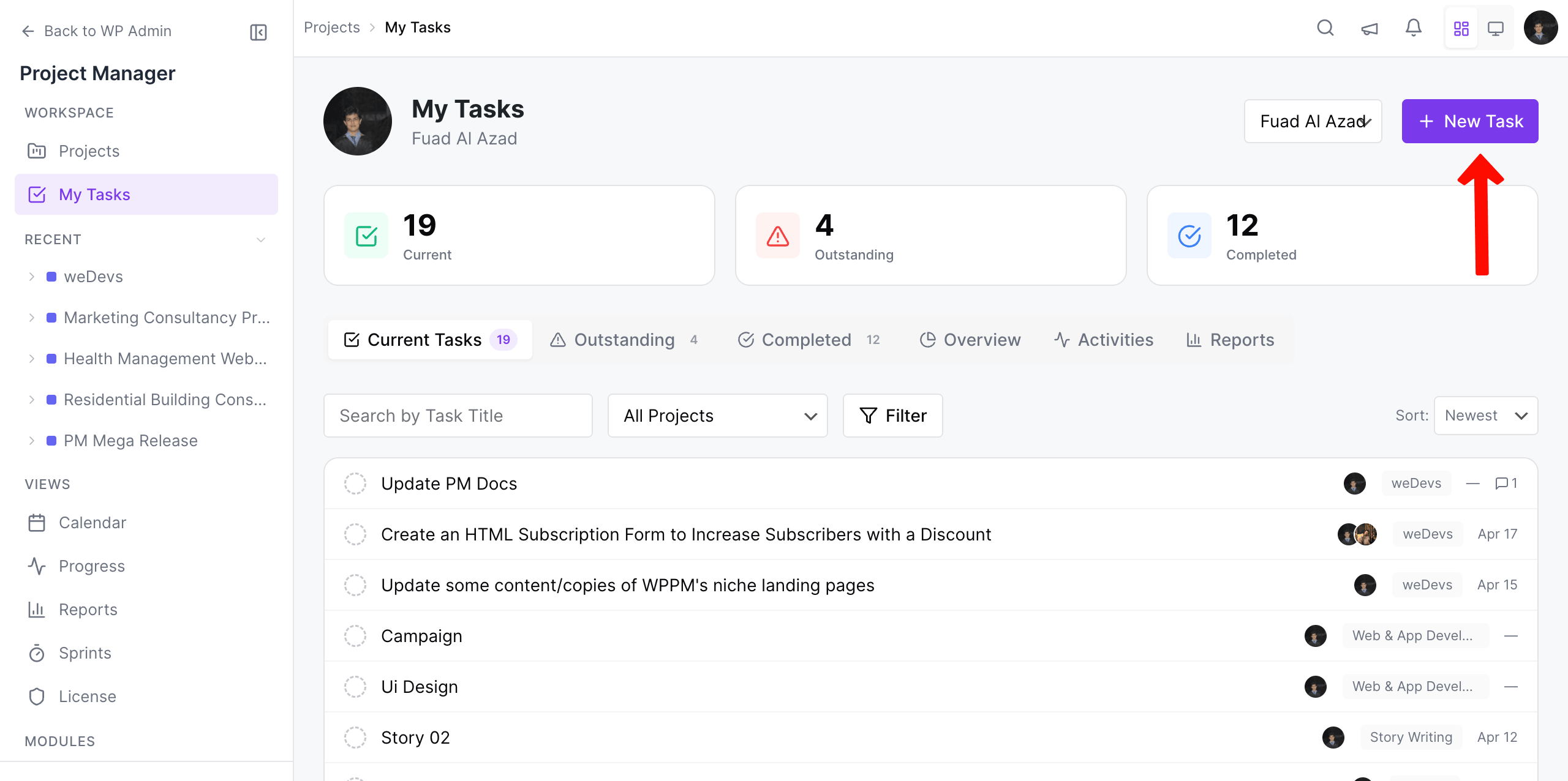 Add new task to my task