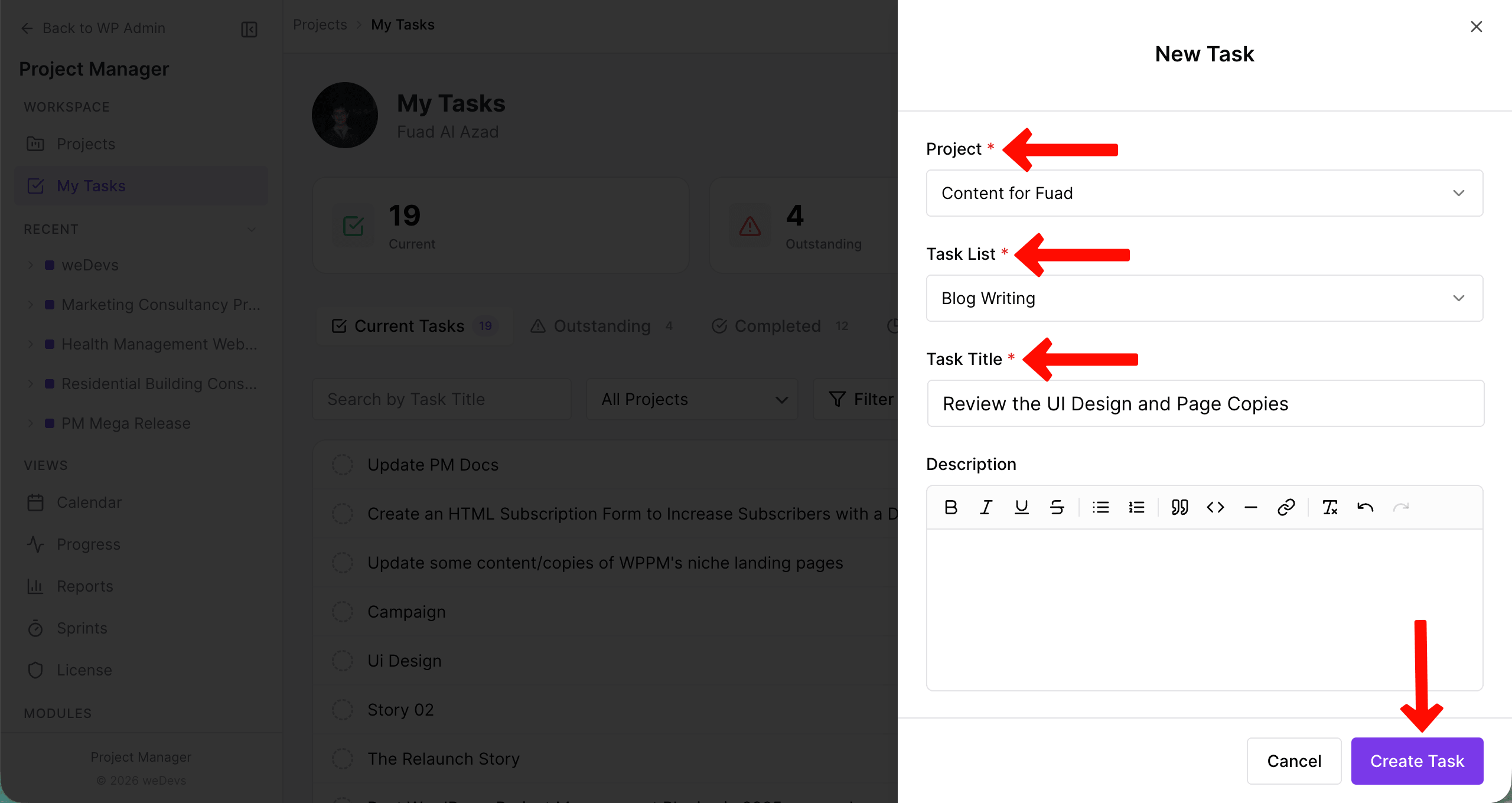 Add new to my task and configure it
