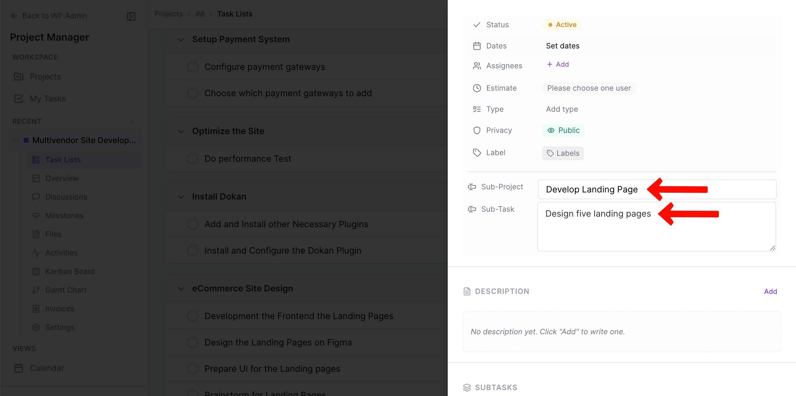 Add texts to the custom field