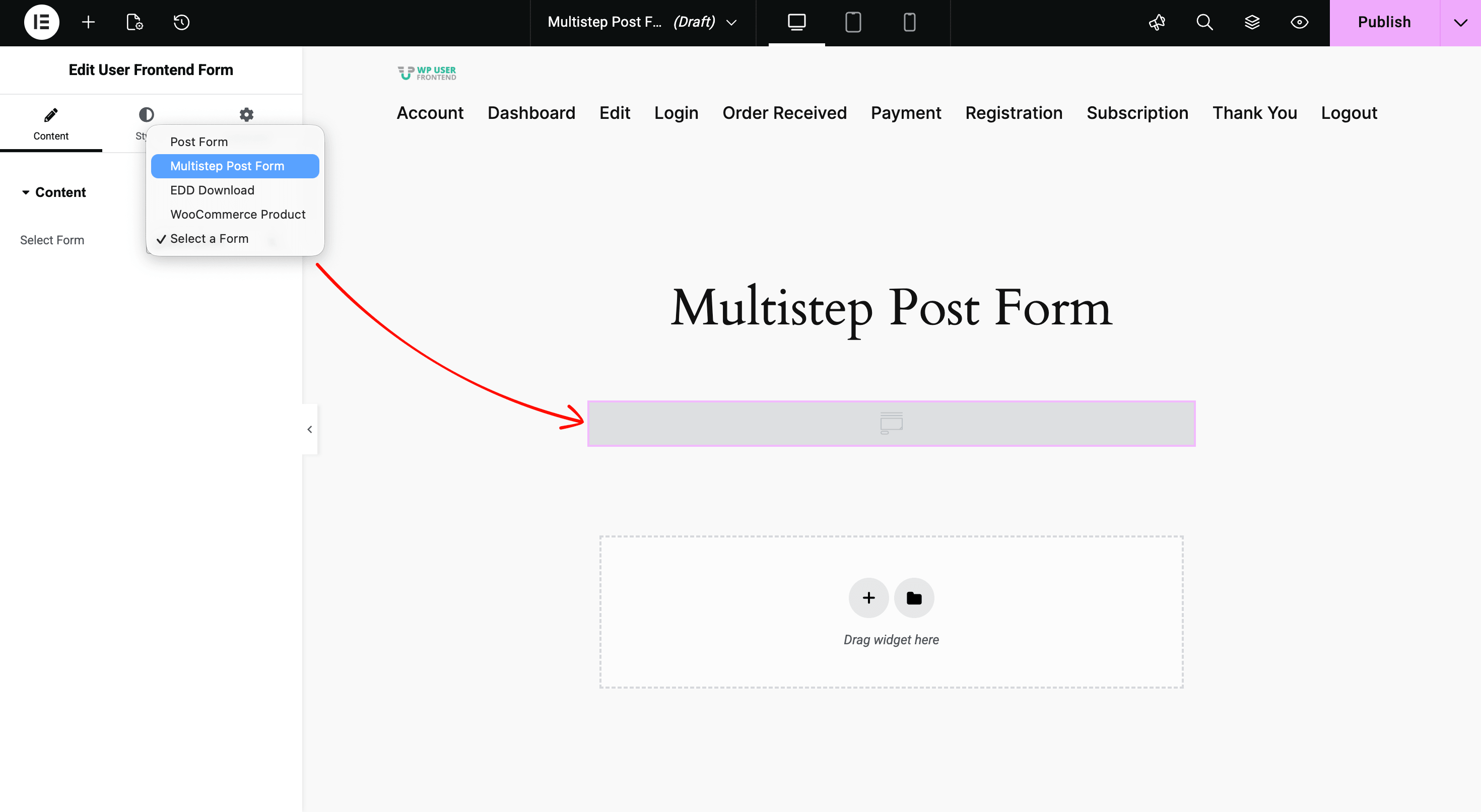WP User Frontend Now Works with Elementor
