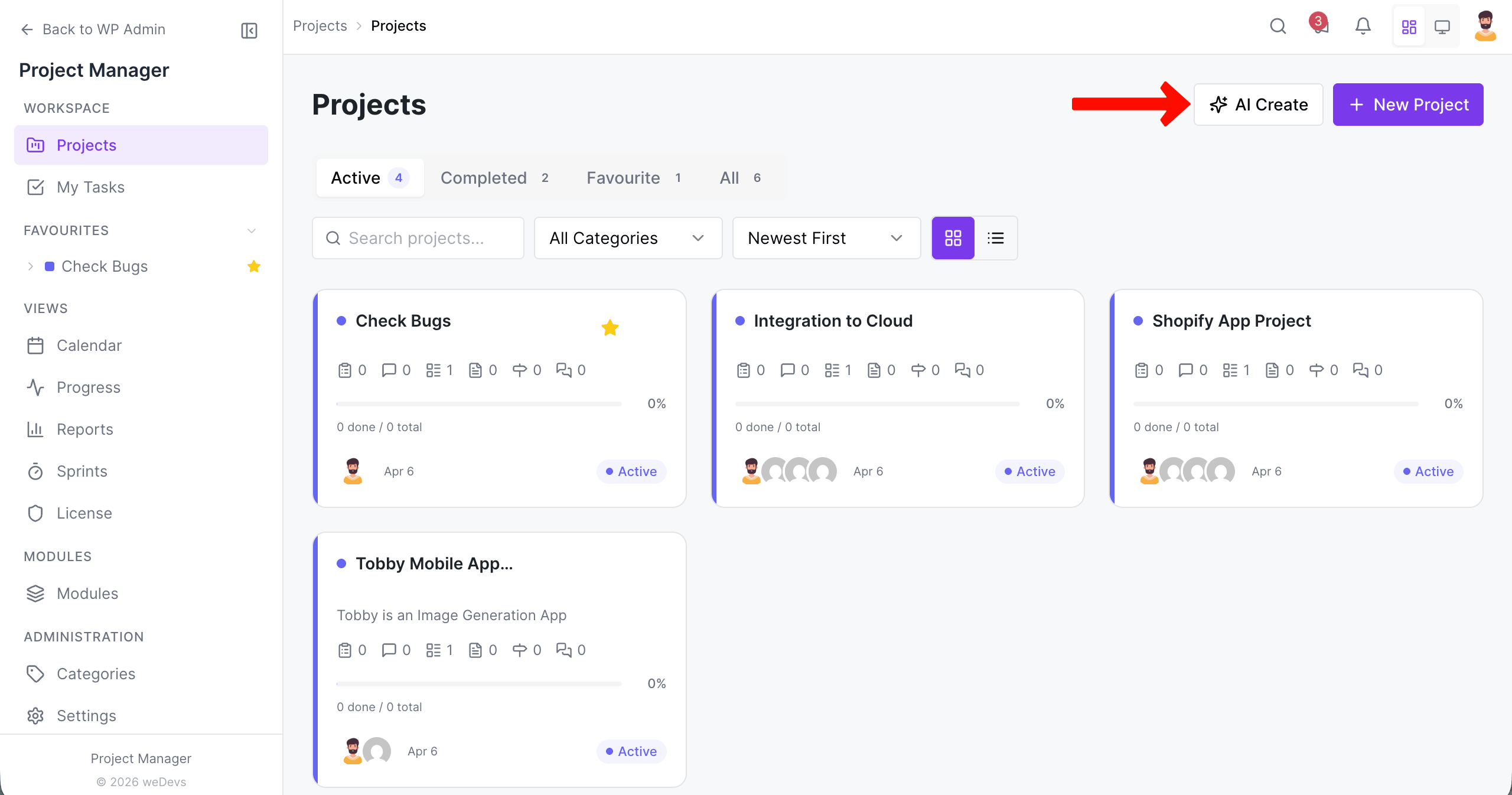 Create a project with PM AI