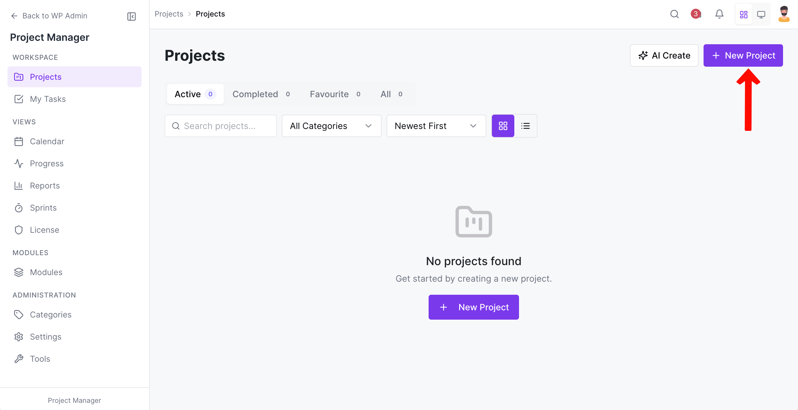 Go to Add a New Project