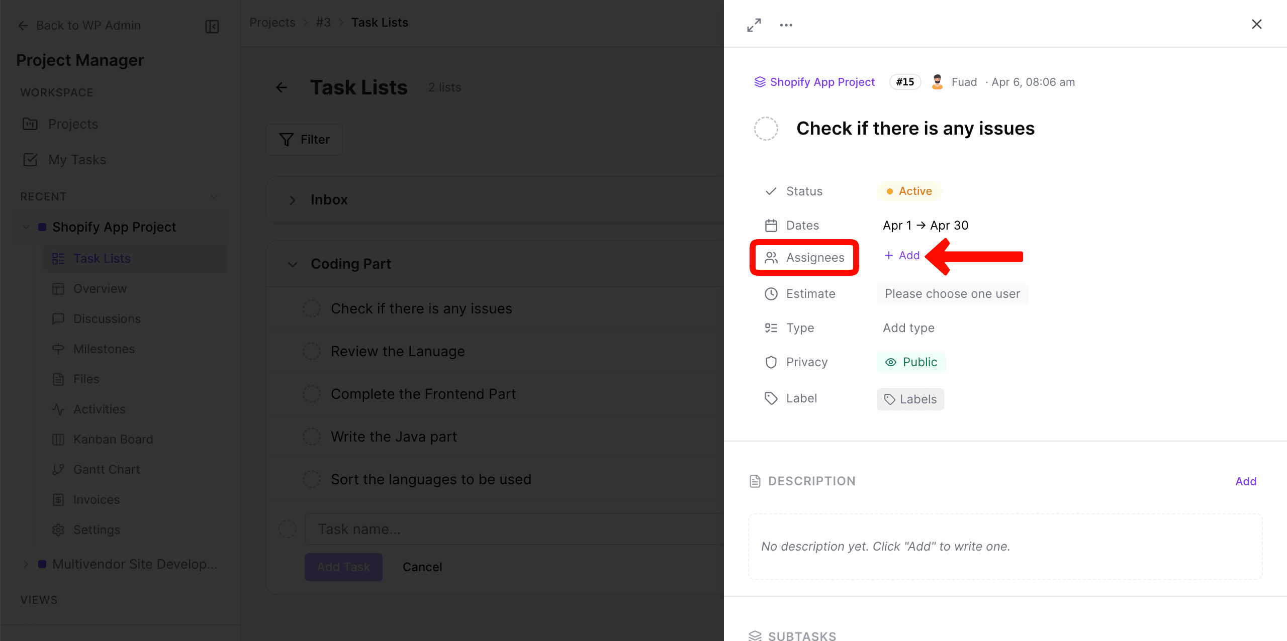 Start assigning team members to the task