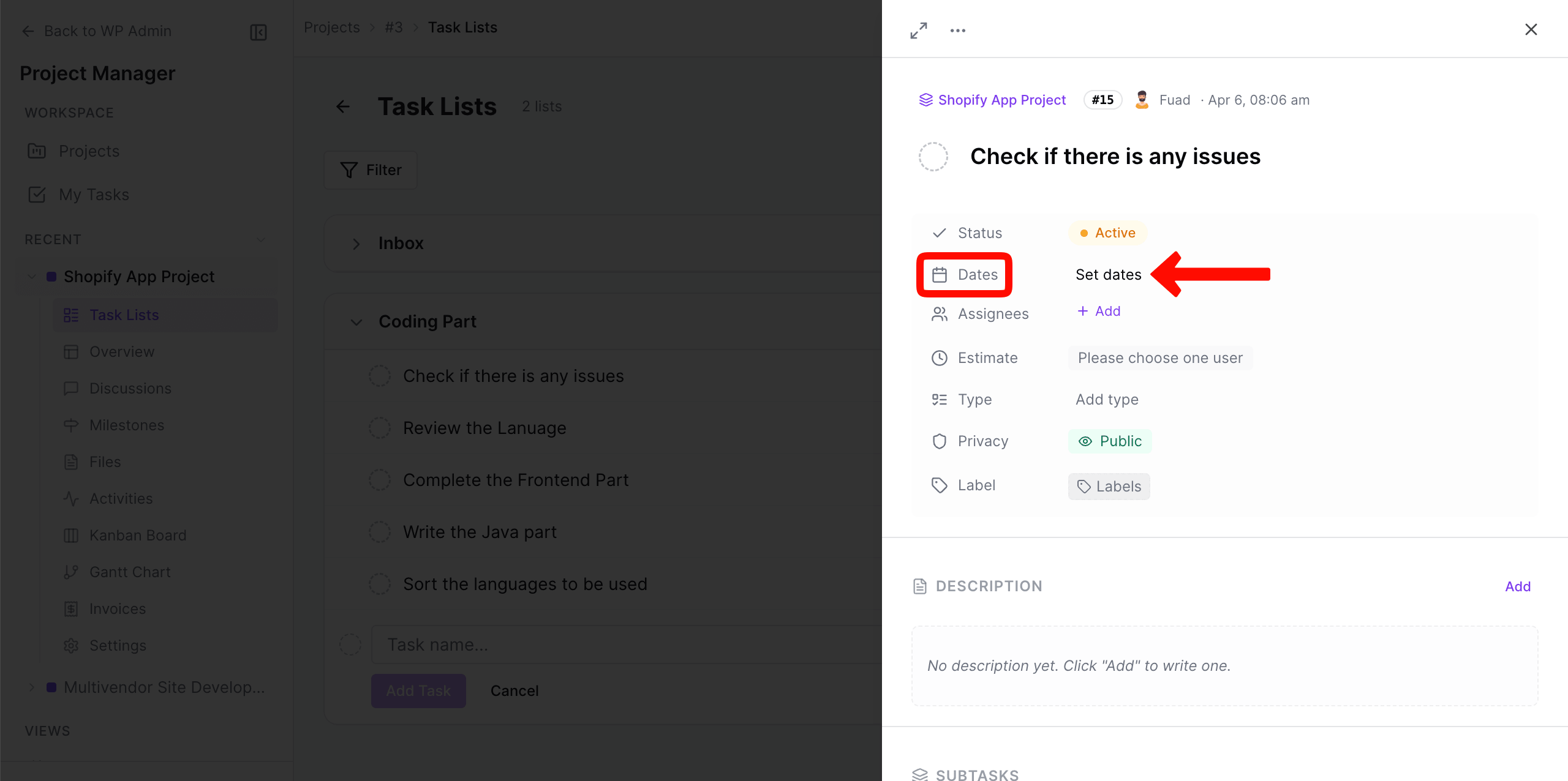 Start setting deadlines to the task
