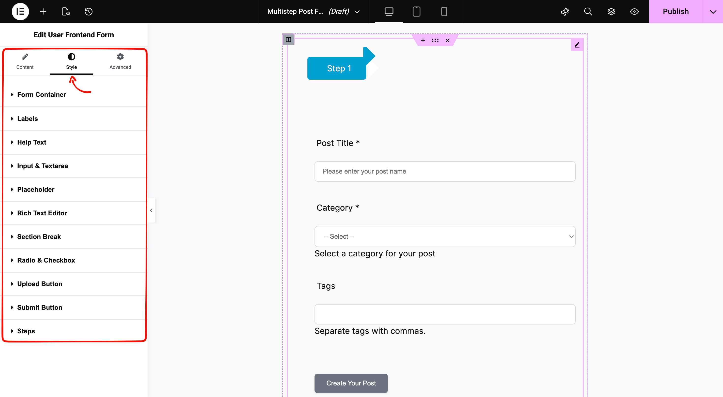 WP User Frontend Now Works with Elementor