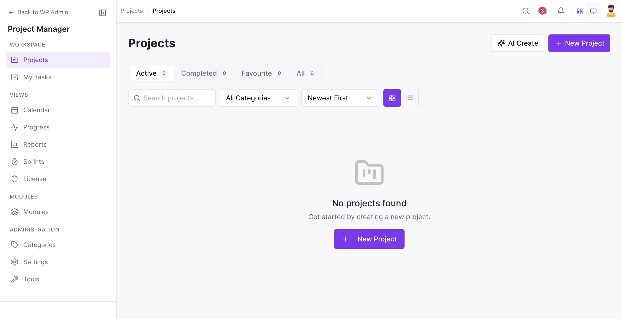 WP Project Manager Dashboard