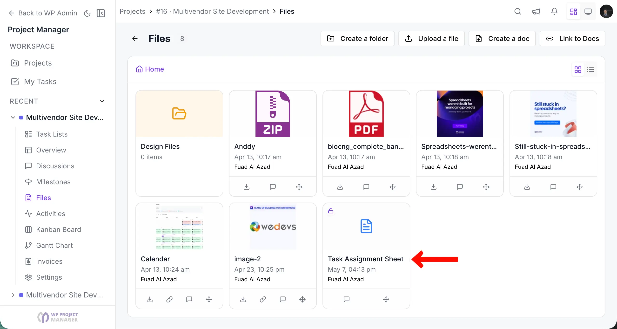 Doc created in Project Manager