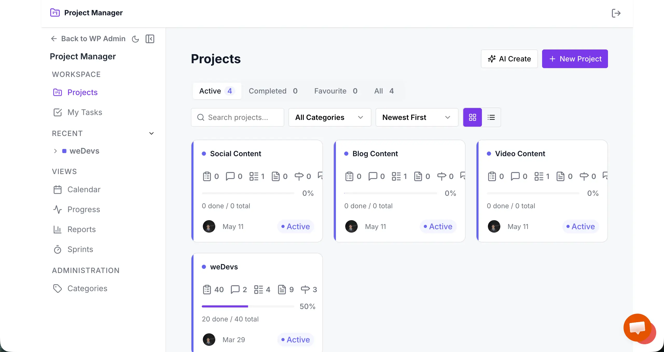 Frontend Project Access with WP Project Manager