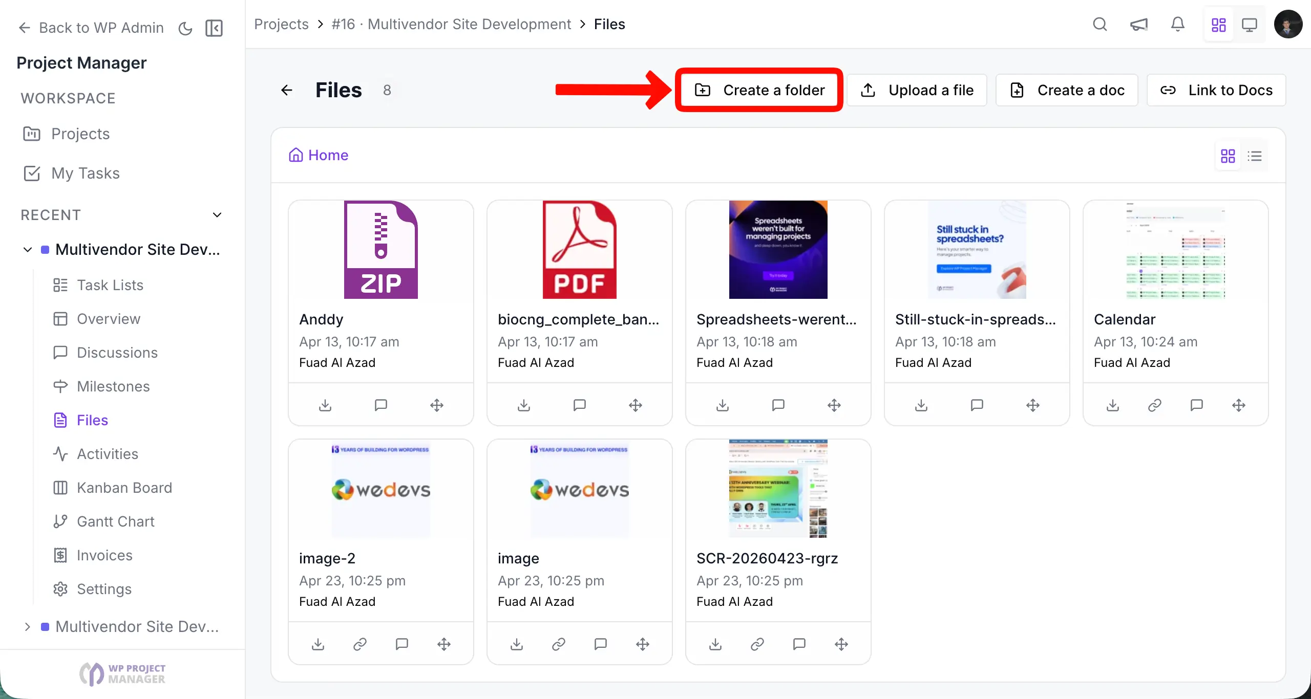Start creating a folder for the file management