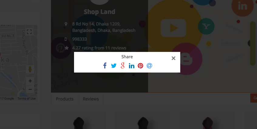 This image shows Social Button on a store page 