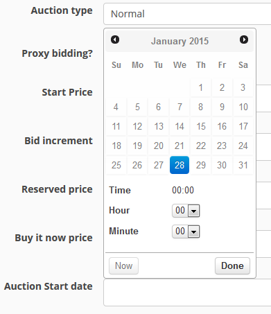 this is a screenshot of auction start date