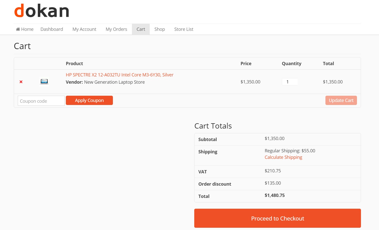 This is a screenshot of cart details