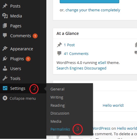 This image shows the permalink option on WordPress dashboard 