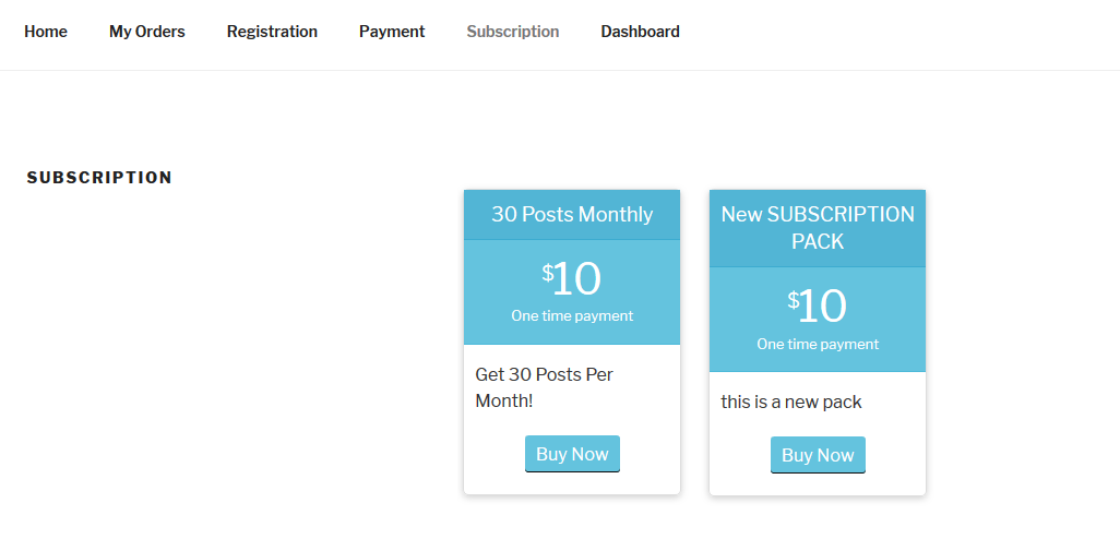 Subscription Packs on Frontend